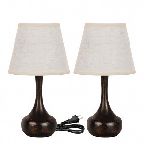 AndMakers 17.3 in. Table Lamp with Gray Linen Shade and Touch Control (Set of 2) - 1 of 4