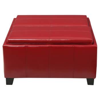 Mansfield Faux Leather Tray Top Storage Ottoman - Christopher Knight Home