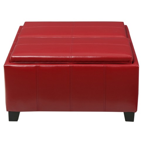 Mansfield Faux Leather Tray Top Storage Ottoman - Christopher Knight Home :  Target