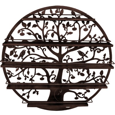 Sorbus Wall Mounted 5 Tier Nail Polish Rack Holder - Tree Silhouette Round Metal Salon Wall Art Display