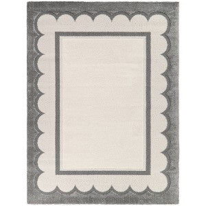 Balta Rugs Gray Scalloped Border Carved Area Rug Cream - 1 of 4