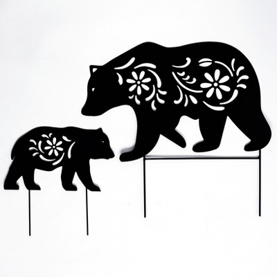 The Lakeside Collection Silhouette Bear Stakes Set of 2
