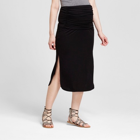 Maternity Side Shirred Skirt Fynn And Rose Black L Target