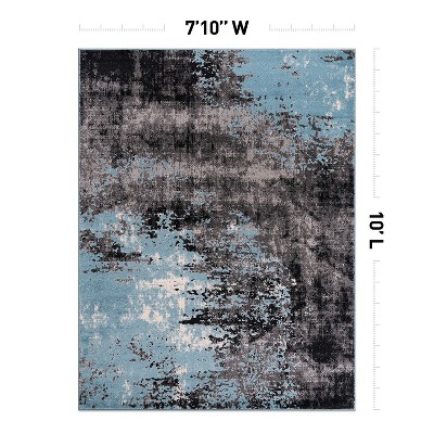 Blue and Gray Abstract 8' x 10' Synthetic Area Rug