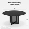 PexFix 60" x 60" Farmhouse Kitchen Dining Room Table Furniture Round Black Kitchen Table with Rattan Woven Legs for Kitchen Bar Living Room - 2 of 4
