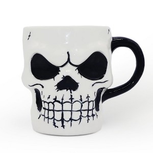 Classic Skeleton Face Spooky 4" Mug, Ceramic Halloween Gothic Kitchen Cup Decor| OrnamentallyYou - 1 of 4