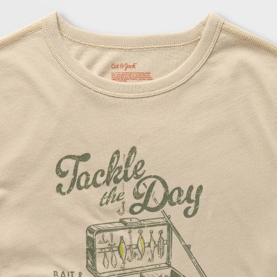Cat & Jack Kids' 2pk Adaptive Short Sleeve Graphic T-Shirt - Cat & Jack™ Tan/Gray M — фото 3