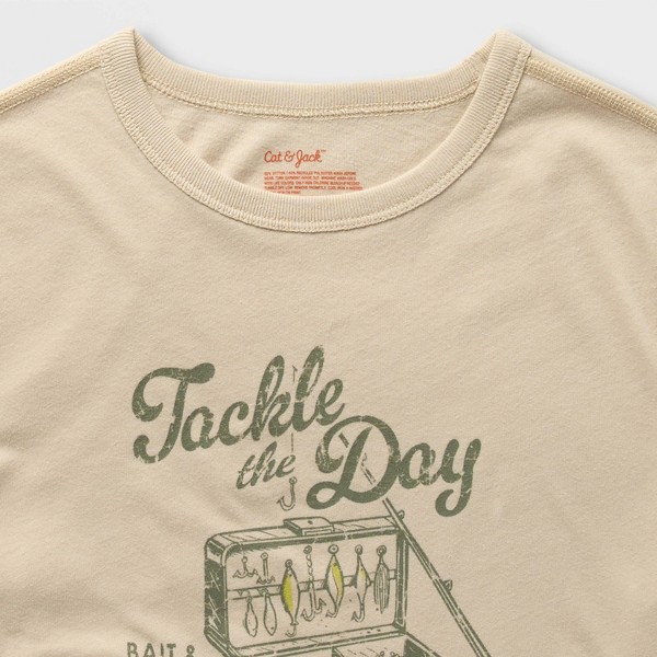 Paquete de 2 playeras de manga corta adaptables con gráfica para niños - Cat & Jack™ café/gris 3