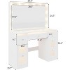 Petrimins Vanity Desk with Mirror and Lights 3 Colors, Glass Top Vanity with 7 Lighted Drawers & Power Outlet, Makeup Desk Dressing Table for Women - 2 of 4