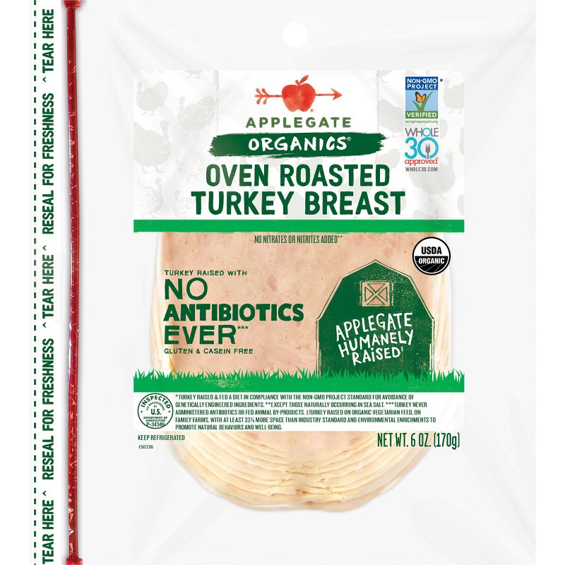 Applegate Organic Oven Roasted Turkey Breast - 6oz, 1 of 7