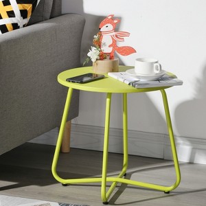VECELO Patio Outdoor Side Snack Table, Small Round Anti-Rust Metal Style Desk for Garden or Balcony - 1 of 4