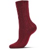 Memoi Women's Classic Cable Knit Vintage Style Crew Socks Burgundy 9-11 - 3 of 4