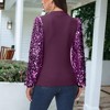 Anna-Kaci Women's Sequin Puffed Long Sleeve Mock Neck Pullover - 4 of 4