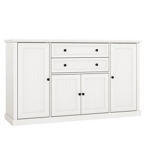 Farmhouse Coffee Bar Cabinet with Drawers, 58" Large Wood Sideboard Buffet Cabinet with Storage,White - 1 of 4