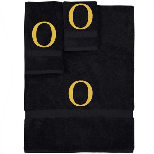 BC BARE COTTON Monogrammed Towel Set, Personalized Gift, Set of 3 - Black - Gold Block - 1 of 4
