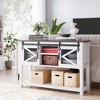 Farmhouse Entryway Table with Sliding Barn Doors, Industrial Rustic Console Table with Storage & Open Shelf - 2 of 4