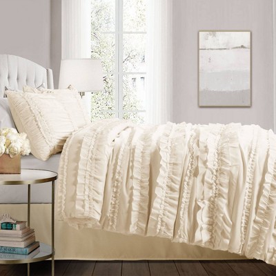 Lush Decor Belle Ruffle Comforter Set (Queen) Ivory 4pc - Lush Décor: Shabby Chic Microfiber Bedding with Bed Skirt & Shams — фото 2