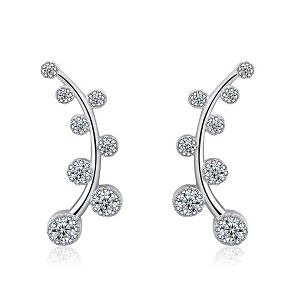 Curved Leaf Stud Wrap Earrings for Women Sterling Silver Cz Ginger Lyne Collection - 1 of 4