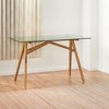 Natural Wood & Glass Computer Desk, Modern Home Office Desk, Large Office Desk, Conference & Meeting Table - 4 of 4