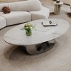 TiramisuBest Modern Faux Marble Coffee Table with Stainless Steel Base, Elegant Sintered Stone Table for Living Room Decor,Gold/White - 2 of 4