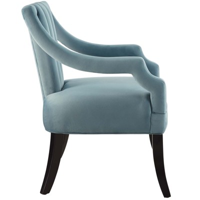 Light Blue Velvet Accent Chair with Black Birch Legs