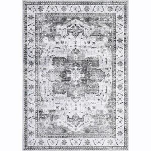 Machine Washable Area Rug - Lightweight Low Pile Chenille Carpet with Non-Slip Backing Boho Print Decorative Rug for Living Room Bedroom Dining Room - 1 of 4