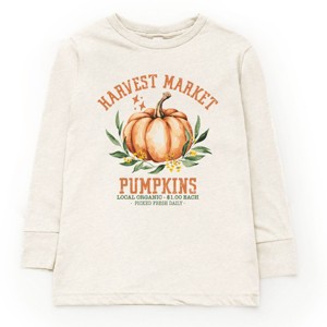 The Juniper Shop Harvest Market Pumpkins Local Organic Youth Long Sleeve Tee - S - Natural - 1 of 4