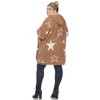 Plus Hooded Open Front High Pile Fleece Coat - White Mark - 4 of 4