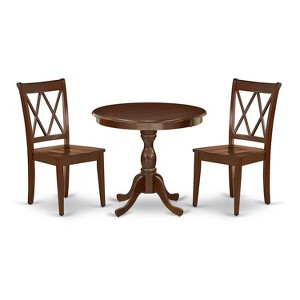 3-Piece Mahogany Finish Solid Wood Top - Dining Room Set - Seats 4 - 1 of 4