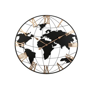 GlasFlength Wall Clocks Decorative World Map Modern Silent Vintage Arabic Numeral Elegant Design for Multiple Rooms, Black, 35.5"*35.5"*35.5" - 1 of 4