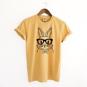 Simply Sage Market Women's Bunny Face With Bowtie Short Sleeve Garment Dyed Tee - 1 of 3
