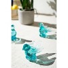 Recycled Handblown Glass Bird Figurine 3.5"H Blue Translucent Accent, Set of 6 By Kalalou - 2 of 4