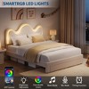 LED Bed Frame with Storage Drawers, Cute Flower Headboard with Soft Teddy Fleece Fabric Bed Frame for Kids Girls - 3 of 4