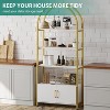 Arched Bookshelf, 4-Tier Arched Bookcase with Doors Storage, 71.5" Tall Industrial Book Shelf with Studry Metal Frame and Open Shelves - 4 of 4