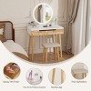 ELECWISH 31.5" Makeup Vanity Desk with LED Mirror, Stool & Acrylic Organizer - Adjustable Lighting, 2 Drawers, Soft-Padded Seat - 2 of 4