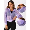 INSPIRE CHIC Women's Zip Up Long Sleeve Mesh Sheer Hoodie Bomber Jackets - 2 of 4