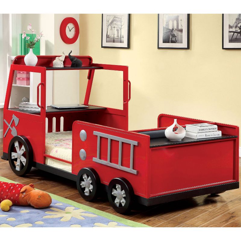 Twin Sumater Fire Truck Kids&#39; Bed - Red/Black miBasics, 4 of 6