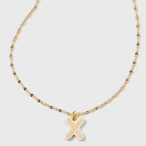14K Gold Dipped Enamel "X" Initial Pendant Necklace - A New Day™ Gold/White - 1 of 4
