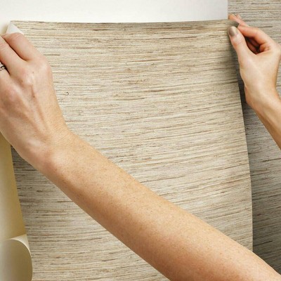 Tan Vinyl Grasscloth Peel and Stick Wallpaper