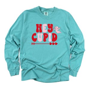 Simply Sage Market Women's Hey Cupid Pink Long Sleeve Garment Dyed Graphic Tee - 1 of 2