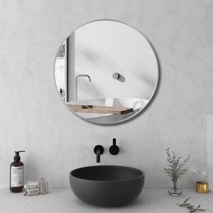 GlasFlength Decorative Wall Mirrors Modern Round Wall Mirror, Wall Mirror Decor, Bathroom Vanity Mirror For Bathroom, Silver, 24"*24"*0.6" - 1 of 4
