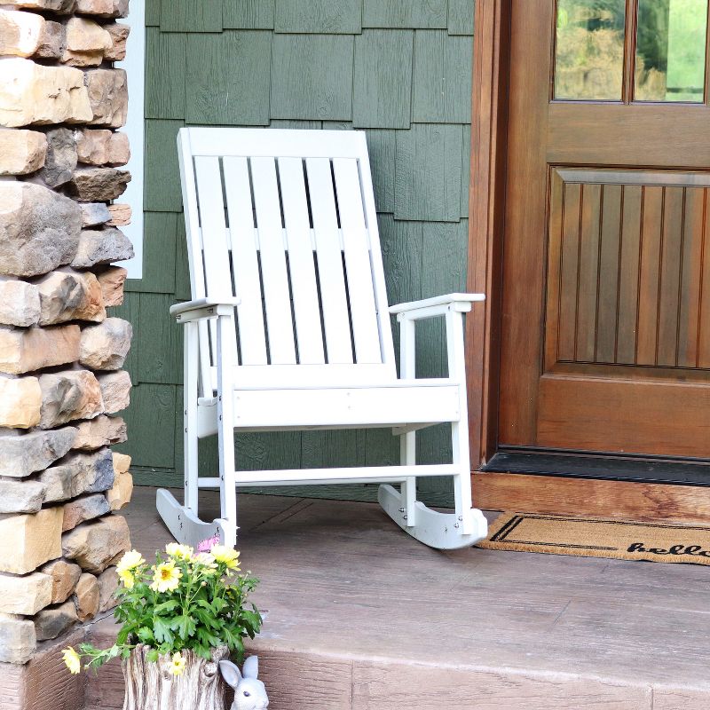 Sunnydaze Outdoor Rustic Comfort HDPE Rocking Chair - 300 lb Capacity - White, 2 of 10