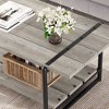 2-Tier Farmhouse 41'' Large Coffee Table with Storage Shelf -Modern Rustic Metal Rectangle Center Living Room Coffee Table Accent Furniture - 3 of 4