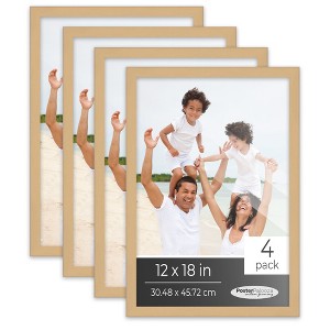 PosterPalooza | Pack of 4 Natural Picture Frames | Solid Wood | UV-Resistant Acrylic | Easy Gallery Wall - 1 of 4