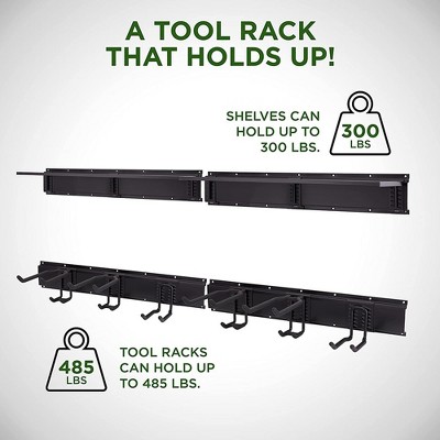 RaxGo Wall-Mounted Tool Racks with Storage Shelves and Hooks