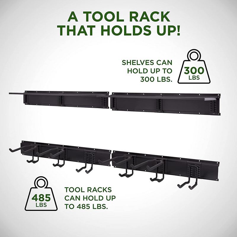 RaxGo Wall-Mounted Tool Racks with Storage Shelves and Hooks, 5 of 8
