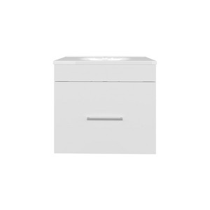 SEVOBAL Bathroom Vanities 60cm One Door Vanities with Two Drawers and Open Shelf for Bathroom Storage, White, 28.35"*23.23"*11.82" - 1 of 4