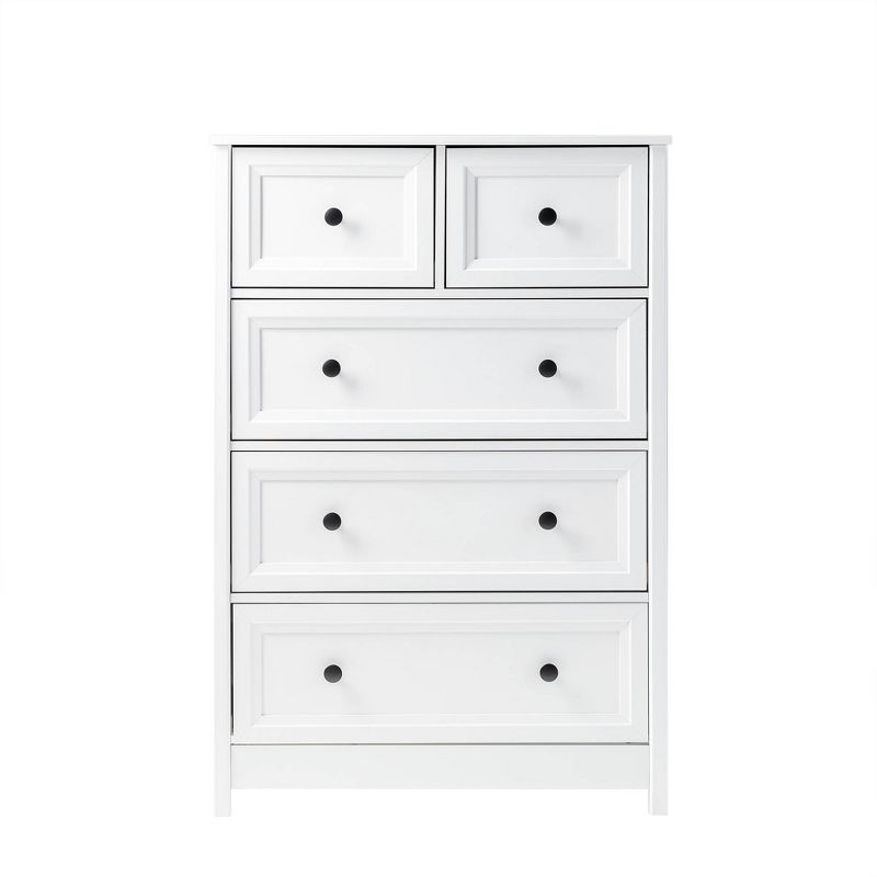Farmhouse 5 Drawer Grooved Tall Storage Dresser White - Saracina Home, 4 of 18