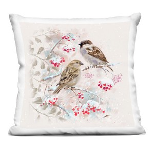 Stupell Industries Winter Holly Branches Birds Indoor Pillow, 18 x 18 - 1 of 3