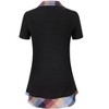 Women's Short Sleeve Contrast Collared Shirts Patchwork Work Blouse Tunics Tops - 4 of 4